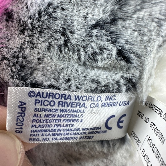 Aurora 8.5" Fuzzy PomPom Peguin Plush w/Pink Fuzzy Winter Coat - Picture 11 of 13